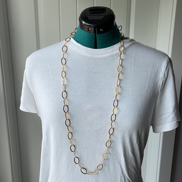 Gold plated metallic long necklace w toggle clasp - Picture 3 of 4